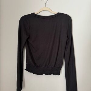 SO Black Fitted Crop Blouse Long Sleeve